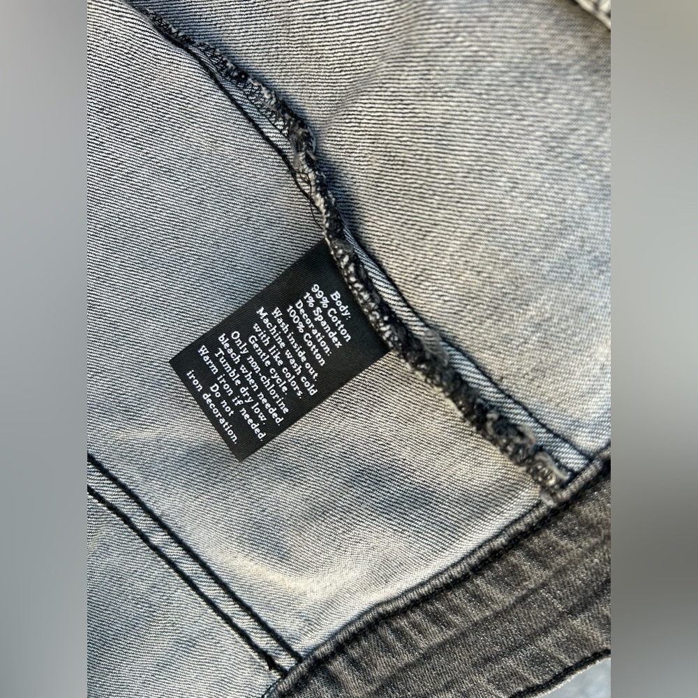 Rock & Republic Denim Jacket American Flag Black Women Small Long Sleeve Pockets - Picture 4 of 5